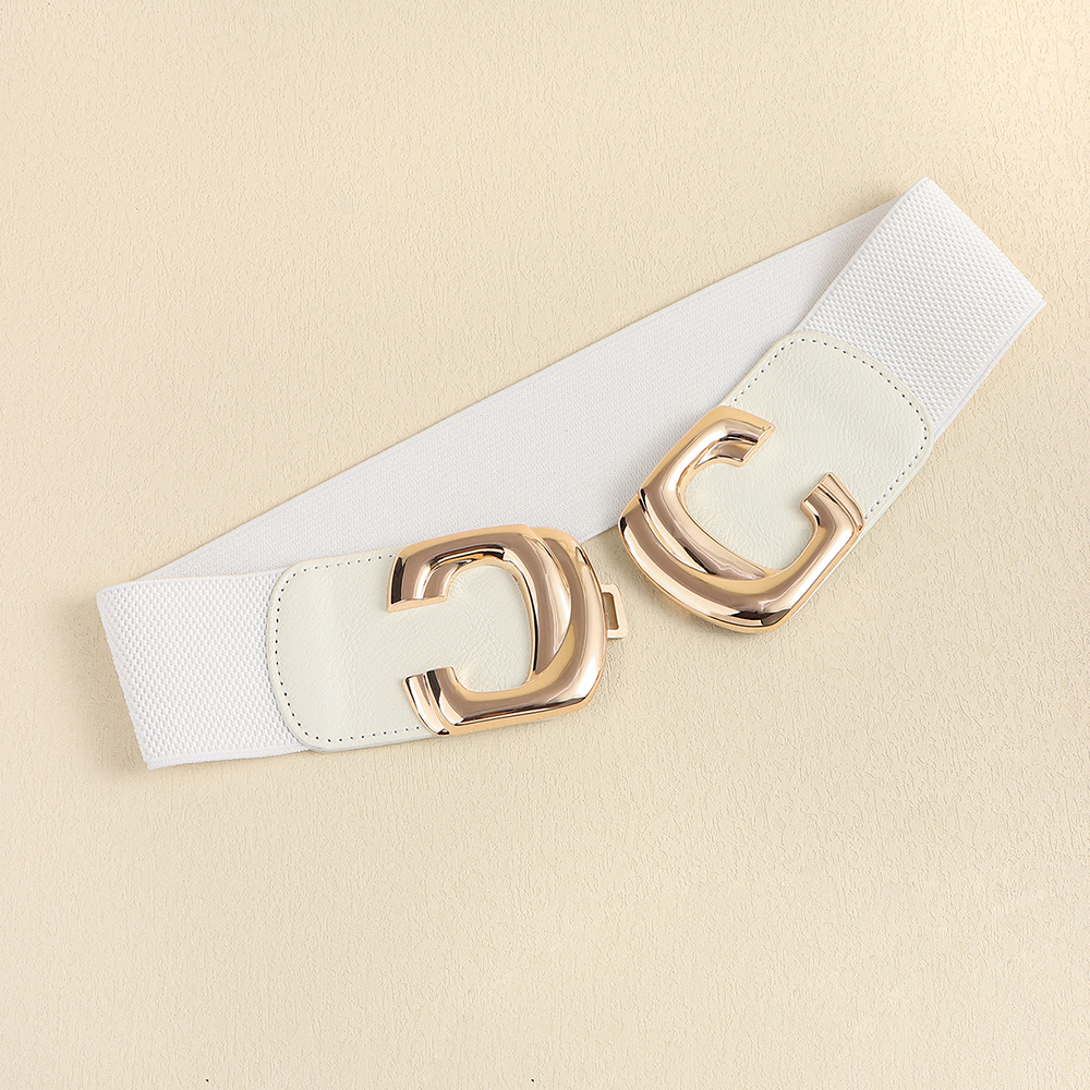 Elegant Glam Geometric Pu Leather Alloy Elastic Band Women's Woven Belts display picture 9