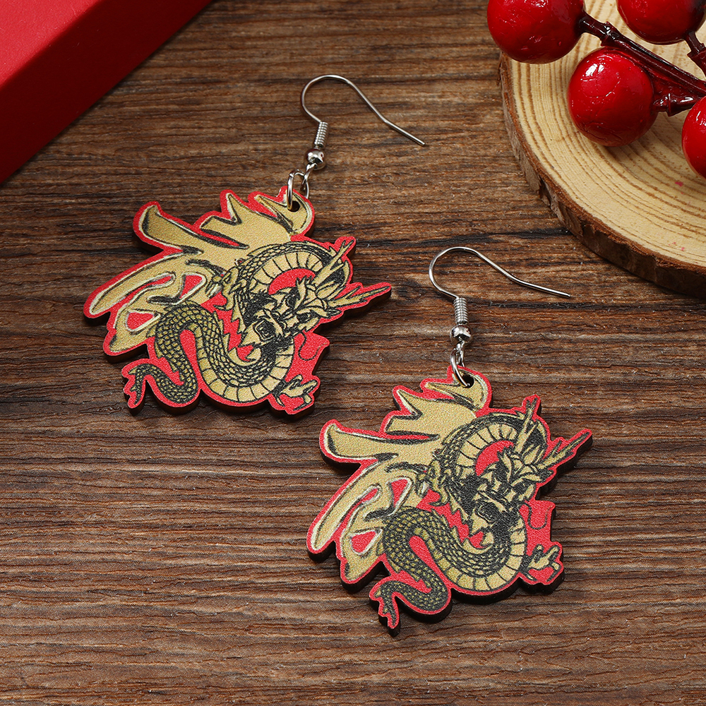 1 Pair Casual Dragon Wood Silver Plated Drop Earrings display picture 4