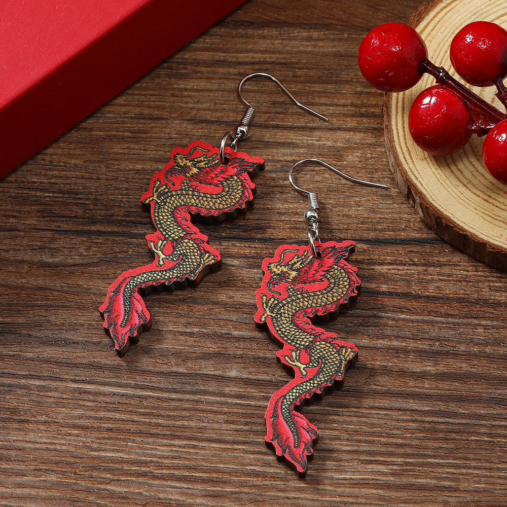1 Pair Casual Dragon Wood Silver Plated Drop Earrings display picture 8