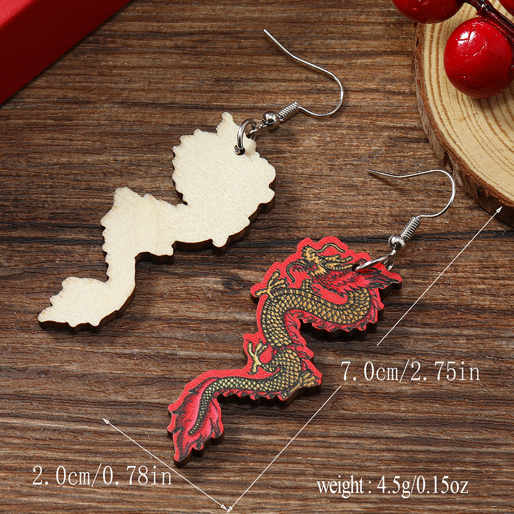 1 Pair Casual Dragon Wood Silver Plated Drop Earrings display picture 9