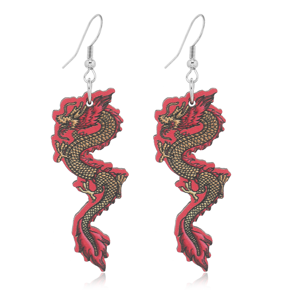 1 Pair Casual Dragon Wood Silver Plated Drop Earrings display picture 7