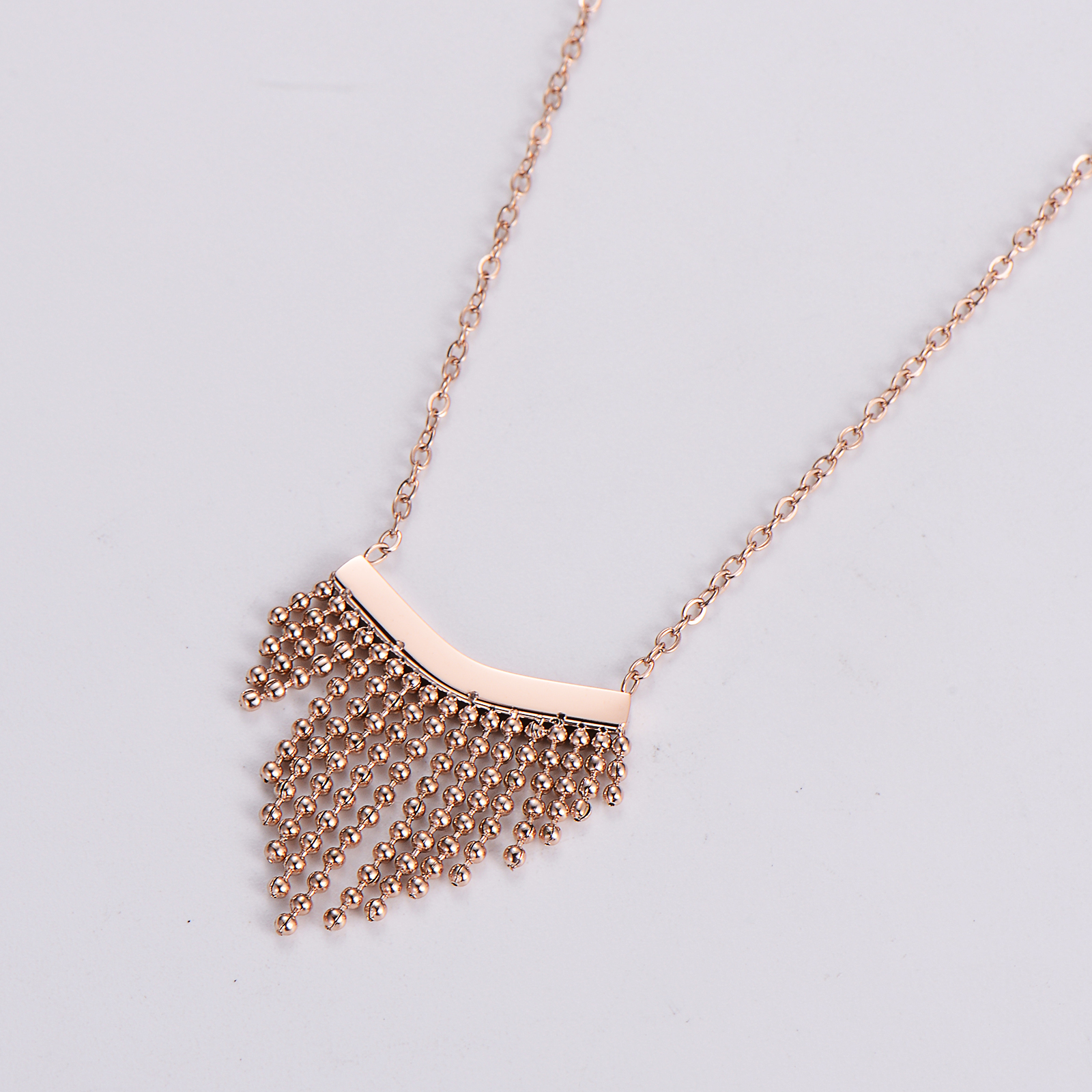 Stainless Steel 18K Gold Plated Rose Gold Plated IG Style Simple Style Plating Tassel Pendant Necklace display picture 2