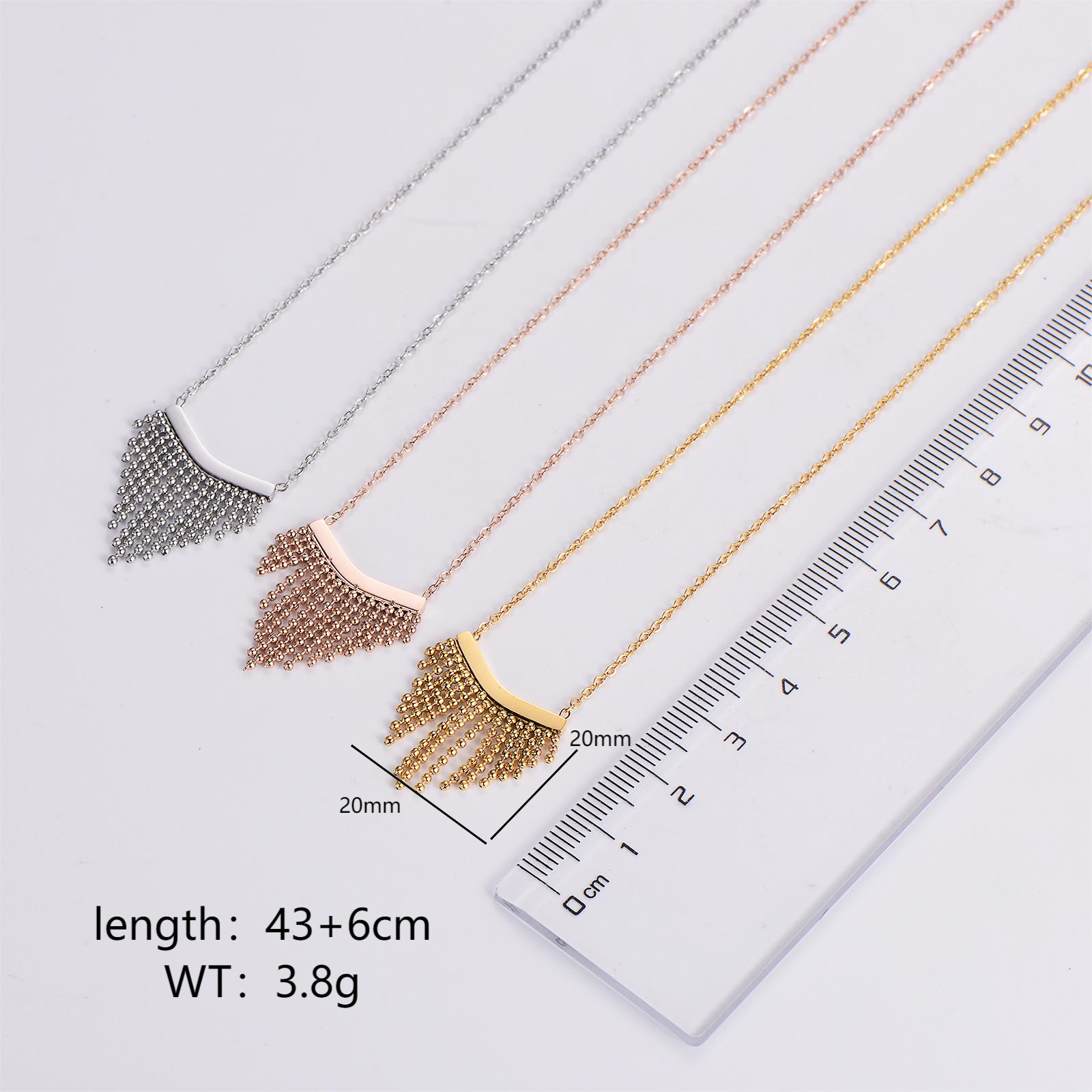 Stainless Steel 18K Gold Plated Rose Gold Plated IG Style Simple Style Plating Tassel Pendant Necklace display picture 1