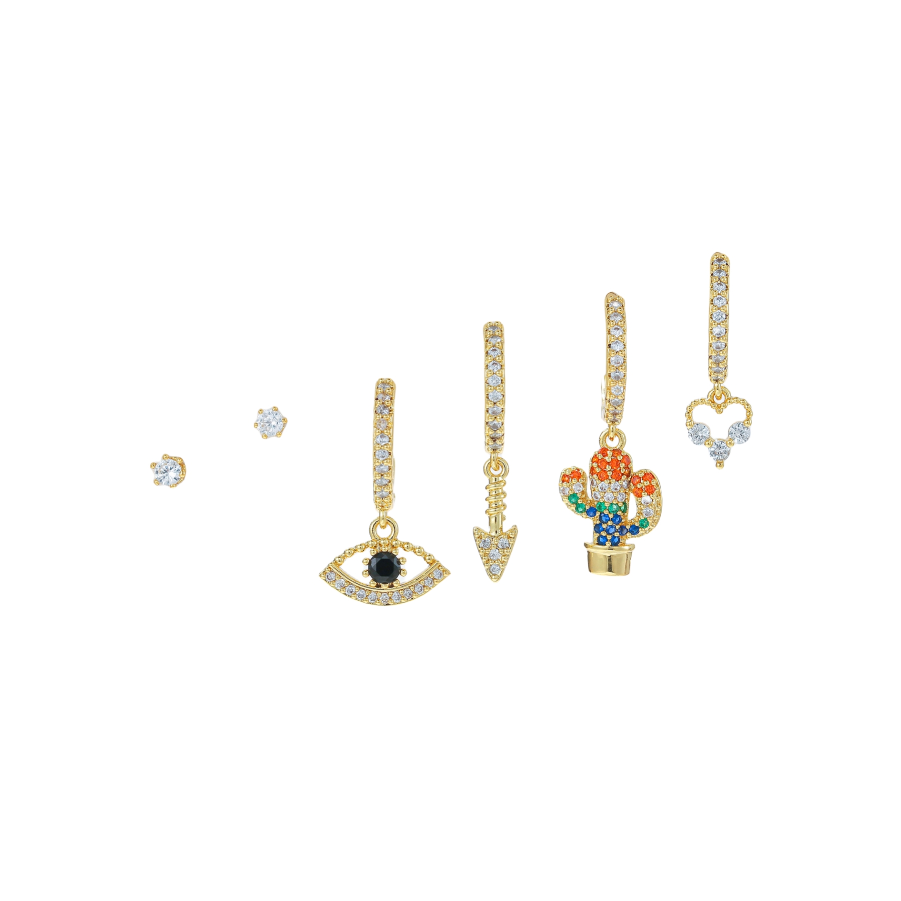 1 Set Simple Style Geometric Plating Inlay Brass Zircon 18k Gold Plated Silver Plated Drop Earrings display picture 6