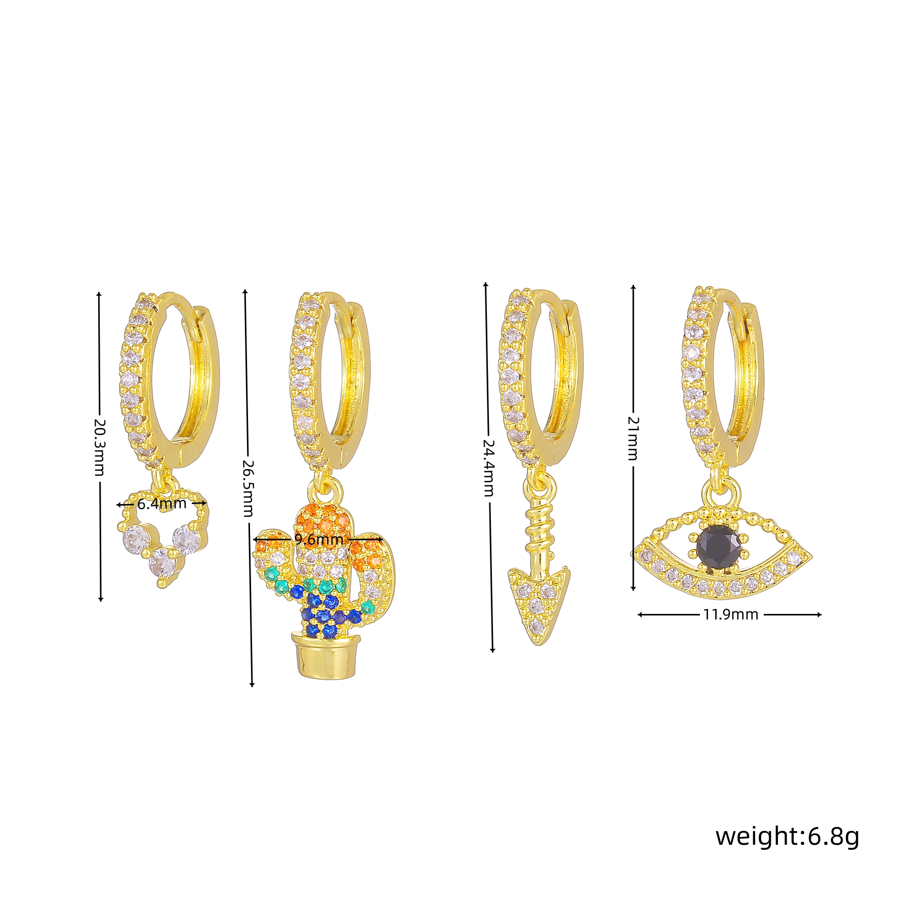 1 Set Simple Style Geometric Plating Inlay Brass Zircon 18k Gold Plated Silver Plated Drop Earrings display picture 7