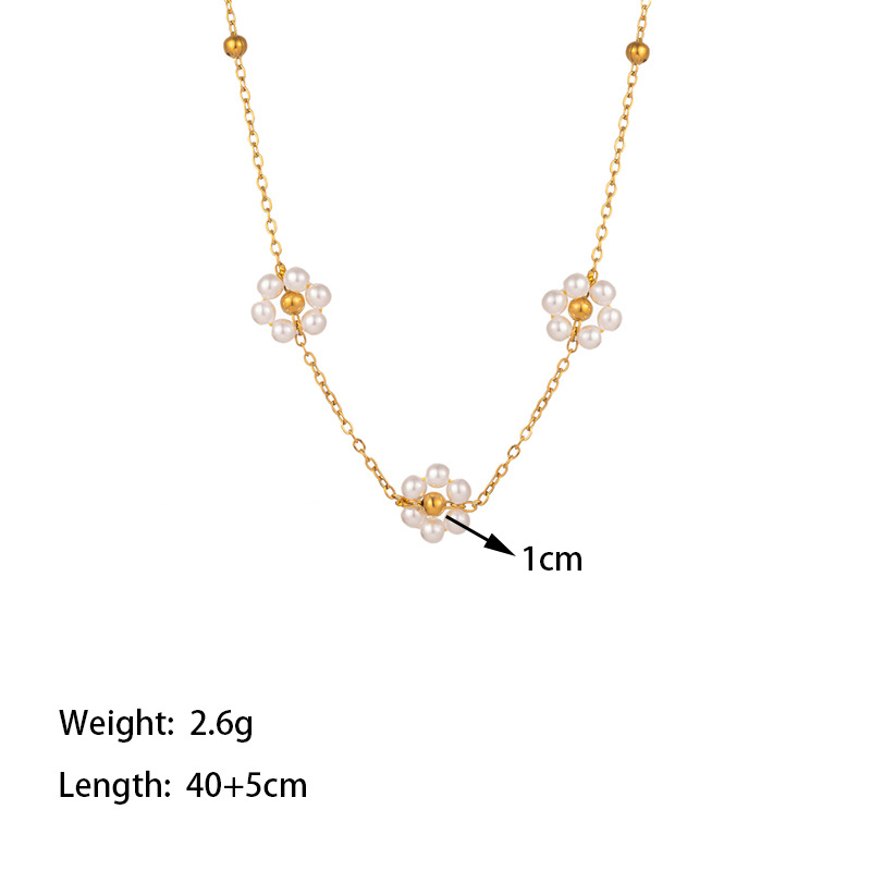 304 Stainless Steel 18K Gold Plated Elegant Simple Style Polishing Plating Inlay Flower Plastic Bracelets Necklace display picture 5
