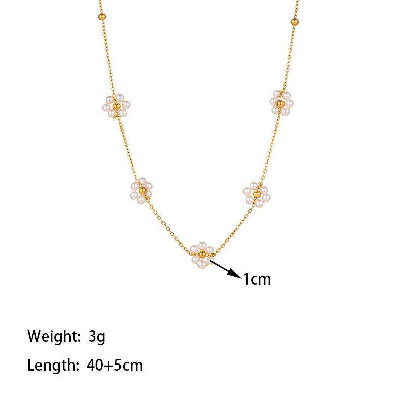 304 Stainless Steel 18K Gold Plated Elegant Simple Style Polishing Plating Inlay Flower Plastic Bracelets Necklace display picture 4