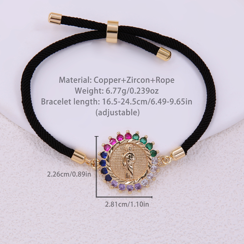 Classic Style Portrait Rope Copper Plating Inlay Zircon 18k Gold Plated Unisex Bracelets display picture 4