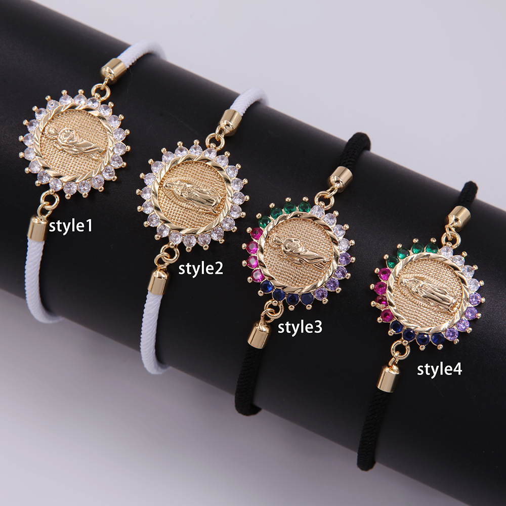 Classic Style Portrait Rope Copper Plating Inlay Zircon 18k Gold Plated Unisex Bracelets display picture 2