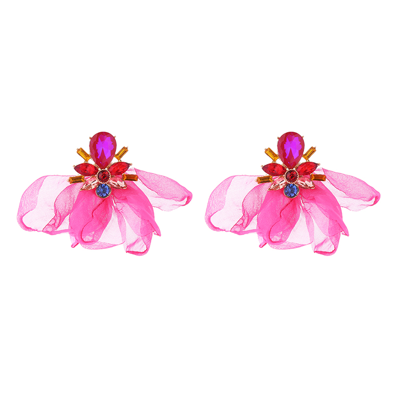 1 Pair Elegant Petal Plating Inlay Alloy Rhinestones Glass Drill Gold Plated Drop Earrings display picture 7