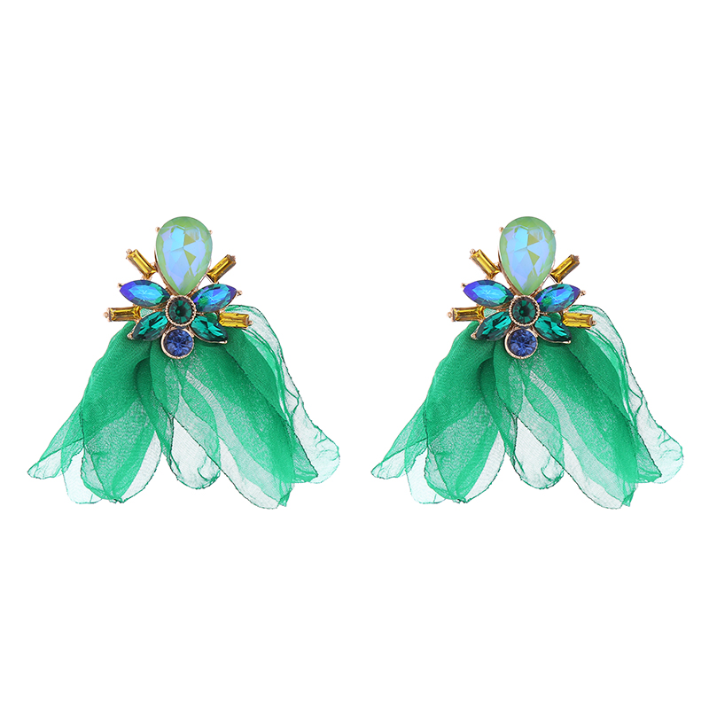 1 Pair Elegant Petal Plating Inlay Alloy Rhinestones Glass Drill Gold Plated Drop Earrings display picture 6
