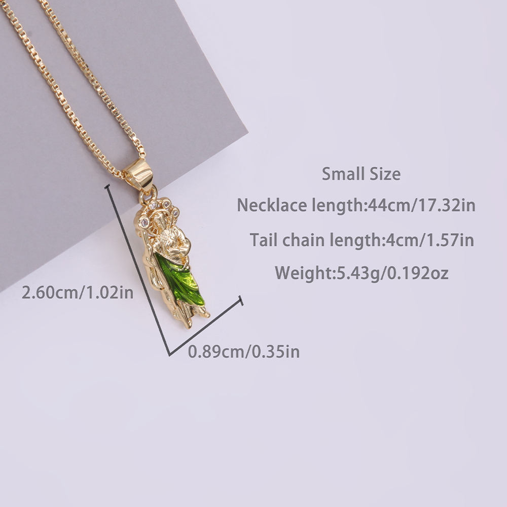 Retro Human Copper Enamel Plating Inlay Zircon 18k Gold Plated Pendant Necklace display picture 5