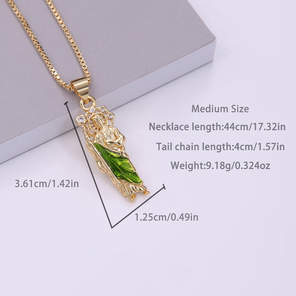 Retro Human Copper Enamel Plating Inlay Zircon 18k Gold Plated Pendant Necklace display picture 4