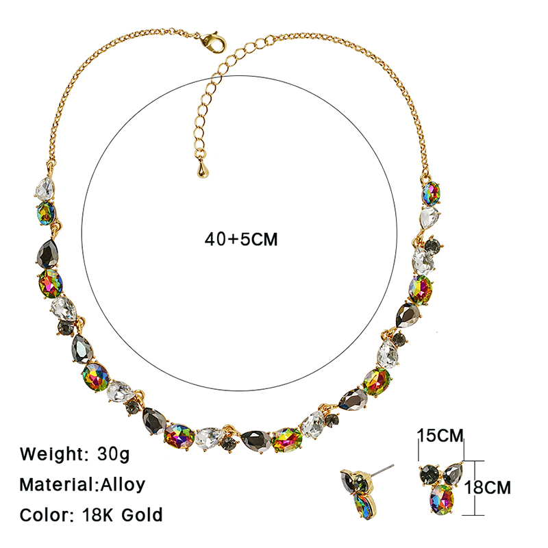 Glam Shiny Geometric Alloy Plating Inlay Rhinestones Glass 18k Gold Plated Women's Earrings Necklace display picture 3