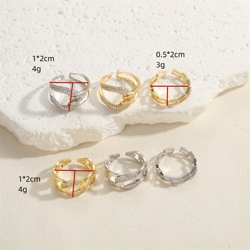 Ig Style Simple Style Geometric Copper Plating Inlay Zircon 14k Gold Plated Open Rings display picture 9