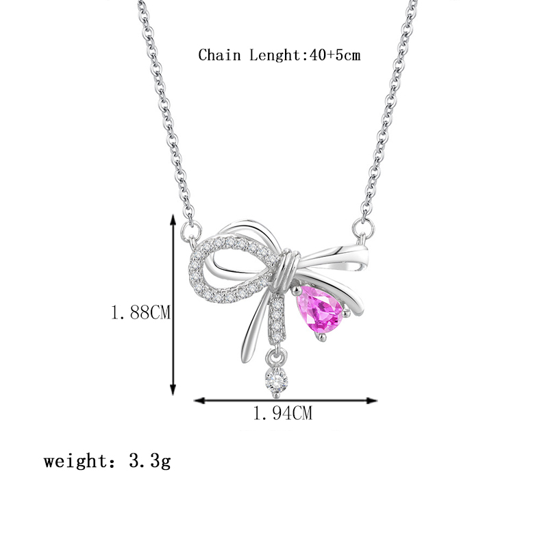 Elegant Simple Style Butterfly Bow Knot Sterling Silver Plating Inlay Zircon Silver Plated Necklace display picture 10
