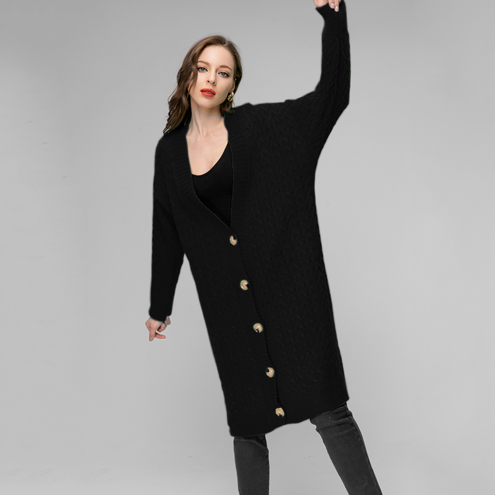 امرأة معطف سترة كم طويل سترات وبالأزرار النمط الكلاسيكي اللون الصامد display picture 7