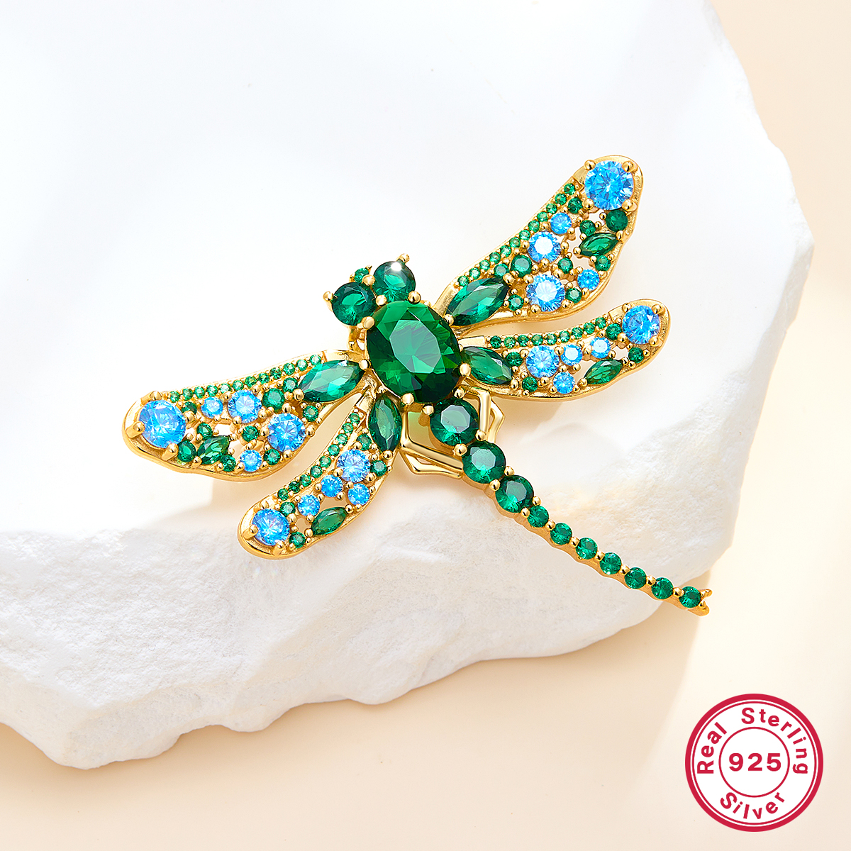 Glam Luxurious Shiny Dragonfly Sterling Silver Plating Inlay Zircon Women's Brooches display picture 3