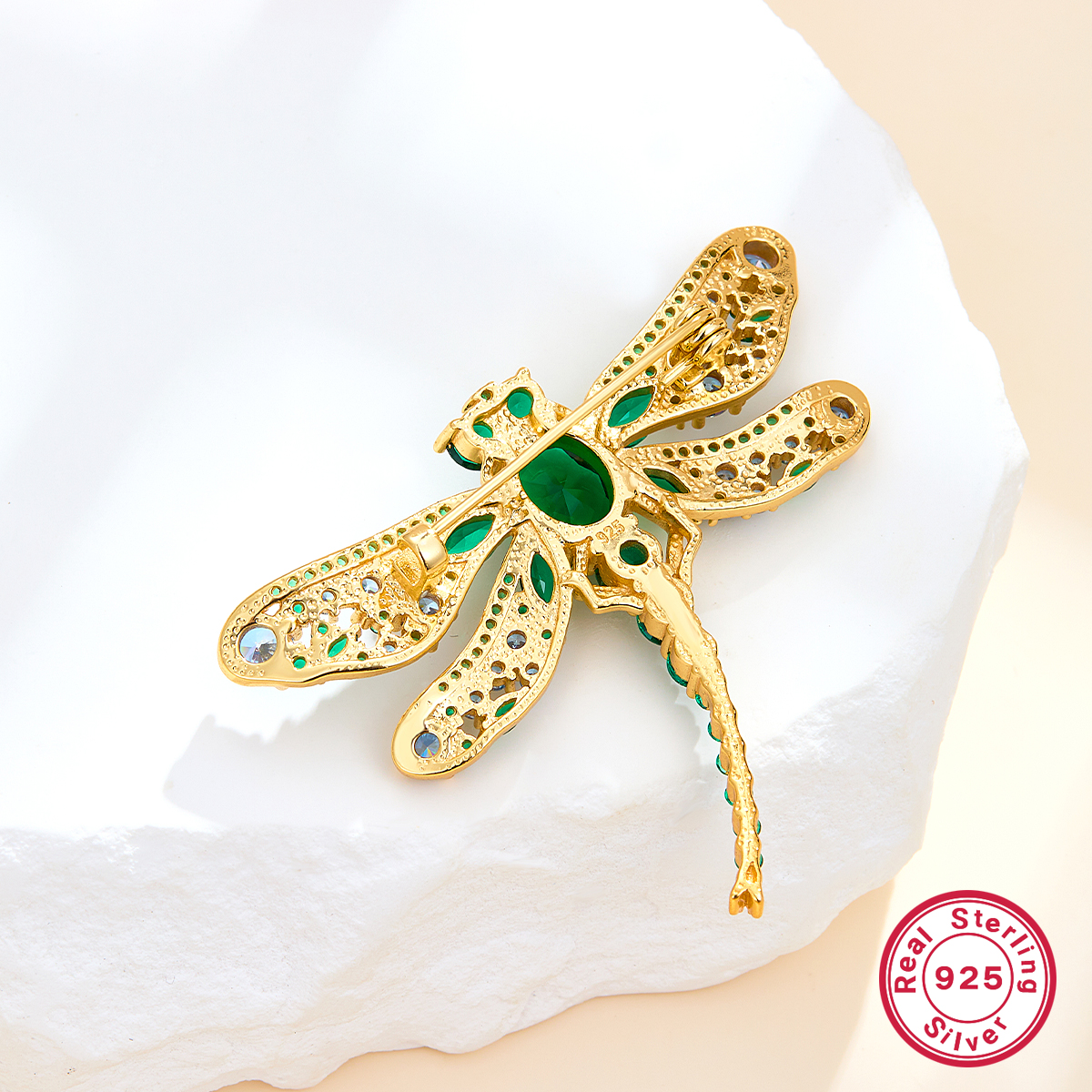 Glam Luxurious Shiny Dragonfly Sterling Silver Plating Inlay Zircon Women's Brooches display picture 4