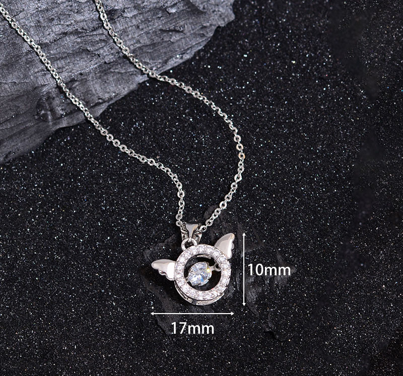 Cute Wings Copper Inlay Zircon Pendant Necklace display picture 4