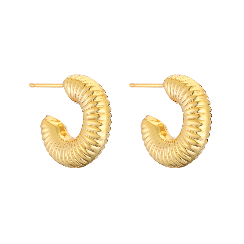 1 Pair Casual Simple Style Geometric Side Stripe Plating Copper 18k Gold Plated Ear Studs display picture 5