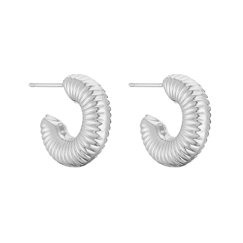 1 Pair Casual Simple Style Geometric Side Stripe Plating Copper 18k Gold Plated Ear Studs display picture 1