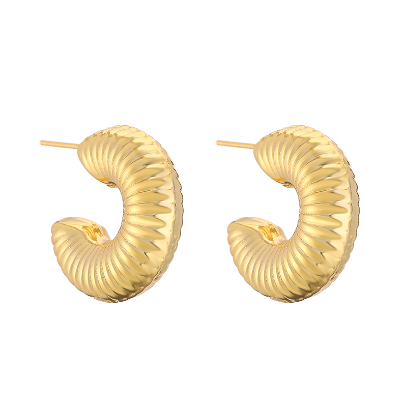 1 Pair Casual Simple Style Geometric Side Stripe Plating Copper 18k Gold Plated Ear Studs display picture 7