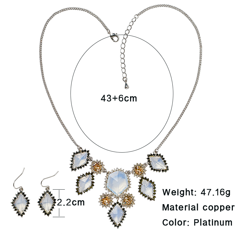 Glam Luxurious Geometric Copper Plating Inlay Glass Zircon Platinum Plated Earrings Necklace display picture 3