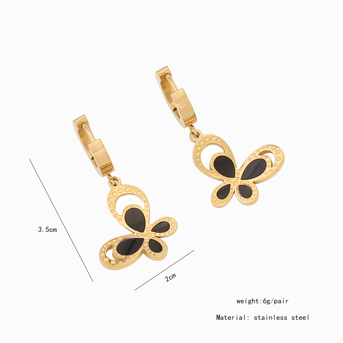 Acero Inoxidable Chapados en oro de 18k Estilo Simple Enchapado Mariposa Turquesa Pulsera Aretes Collar display picture 3
