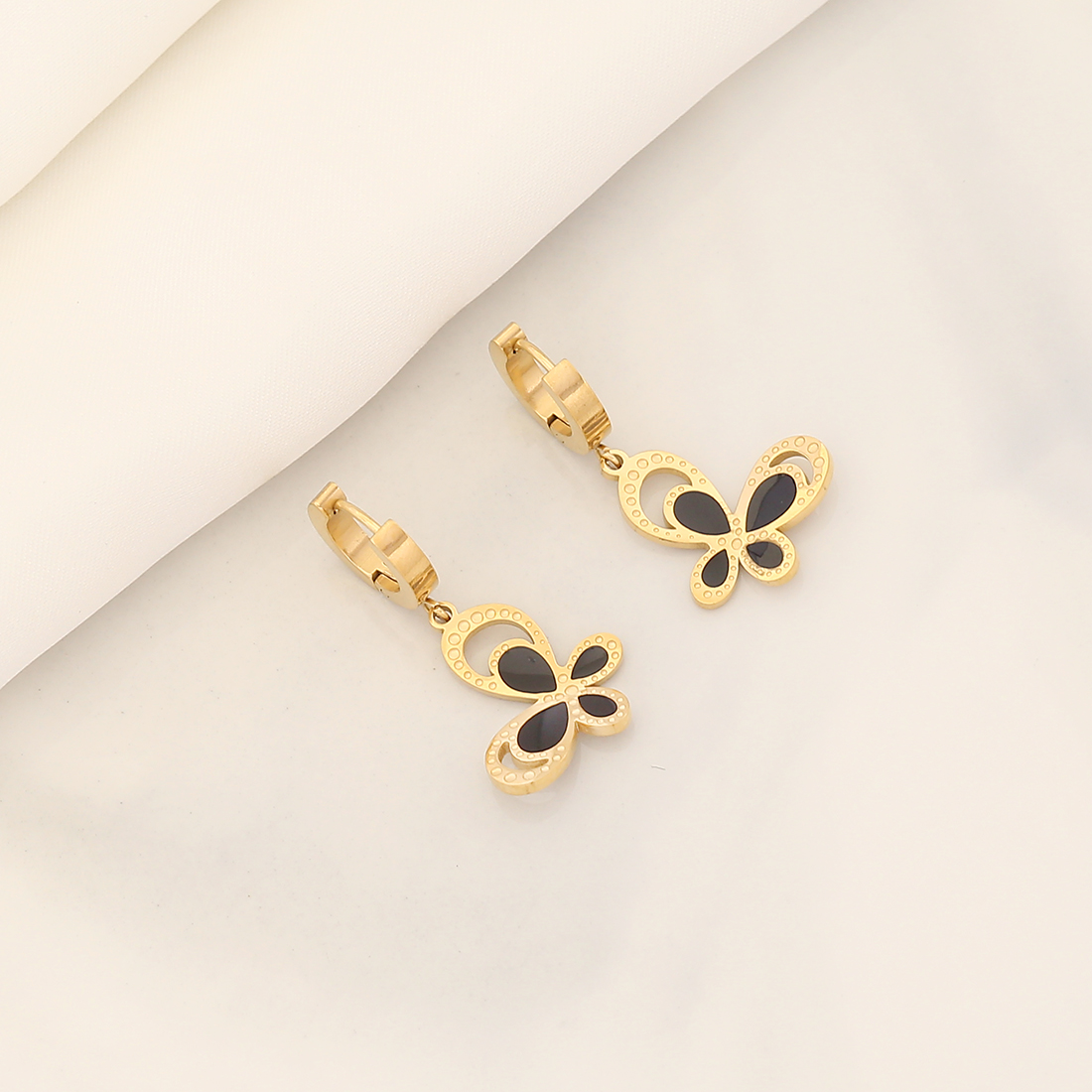 Rostfreier Stahl 18 Karat Vergoldet Einfacher Stil Überzug Schmetterling Türkis Armbänder Ohrringe Halskette display picture 7