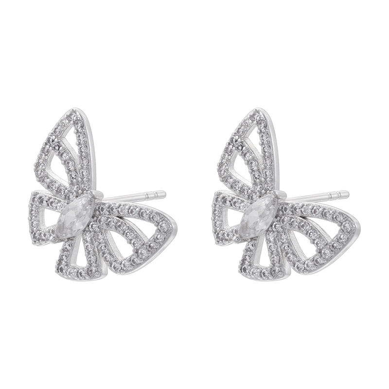 1 Pair Casual Simple Style Round Butterfly Plating Inlay Copper Zircon 18k Gold Plated Drop Earrings Ear Studs display picture 4