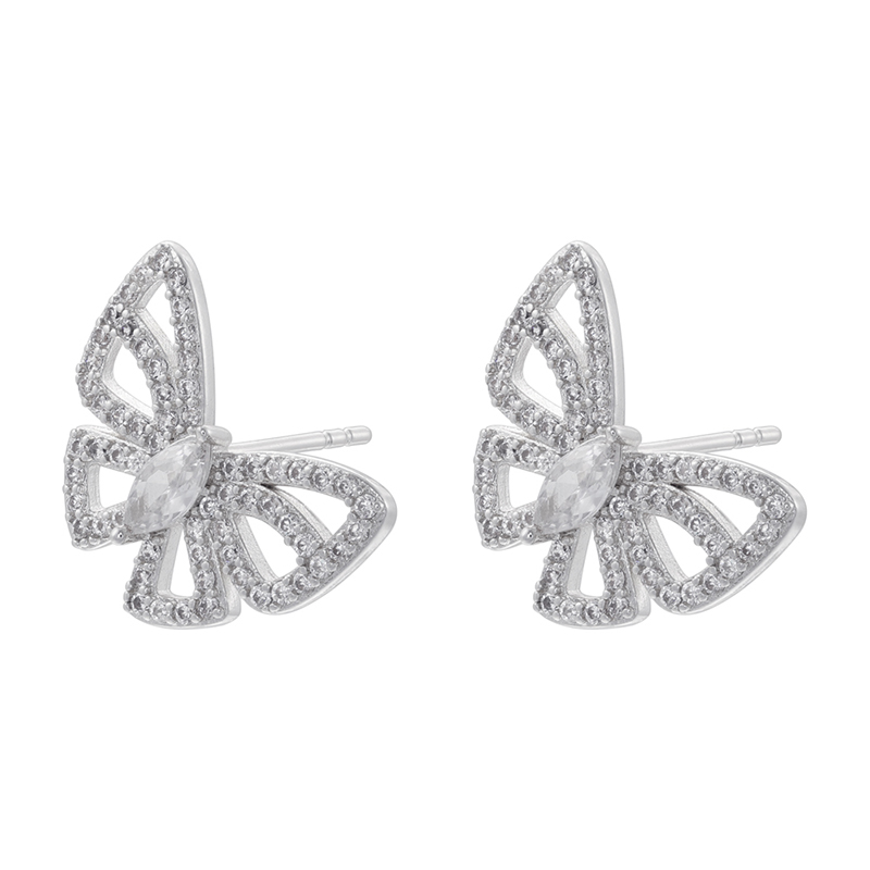 1 Paire Décontractée Style Simple Rond Papillon Placage Incruster Le Cuivre Zircon Plaqué Or 18k Boucles D'oreilles Boucles D'oreilles display picture 4