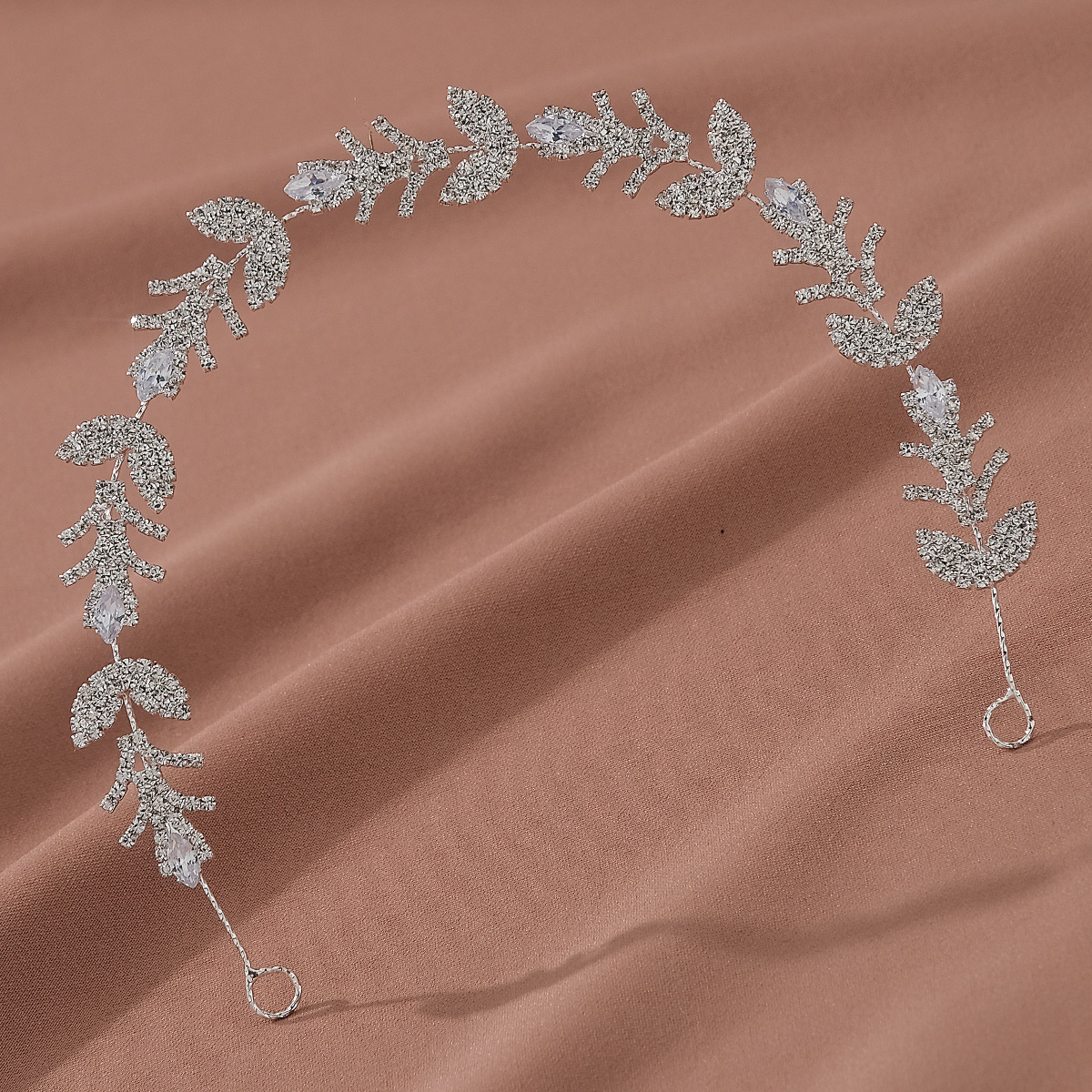 Women's Wedding Shiny Leaf Copper Rhinestones Hair Band display picture 3