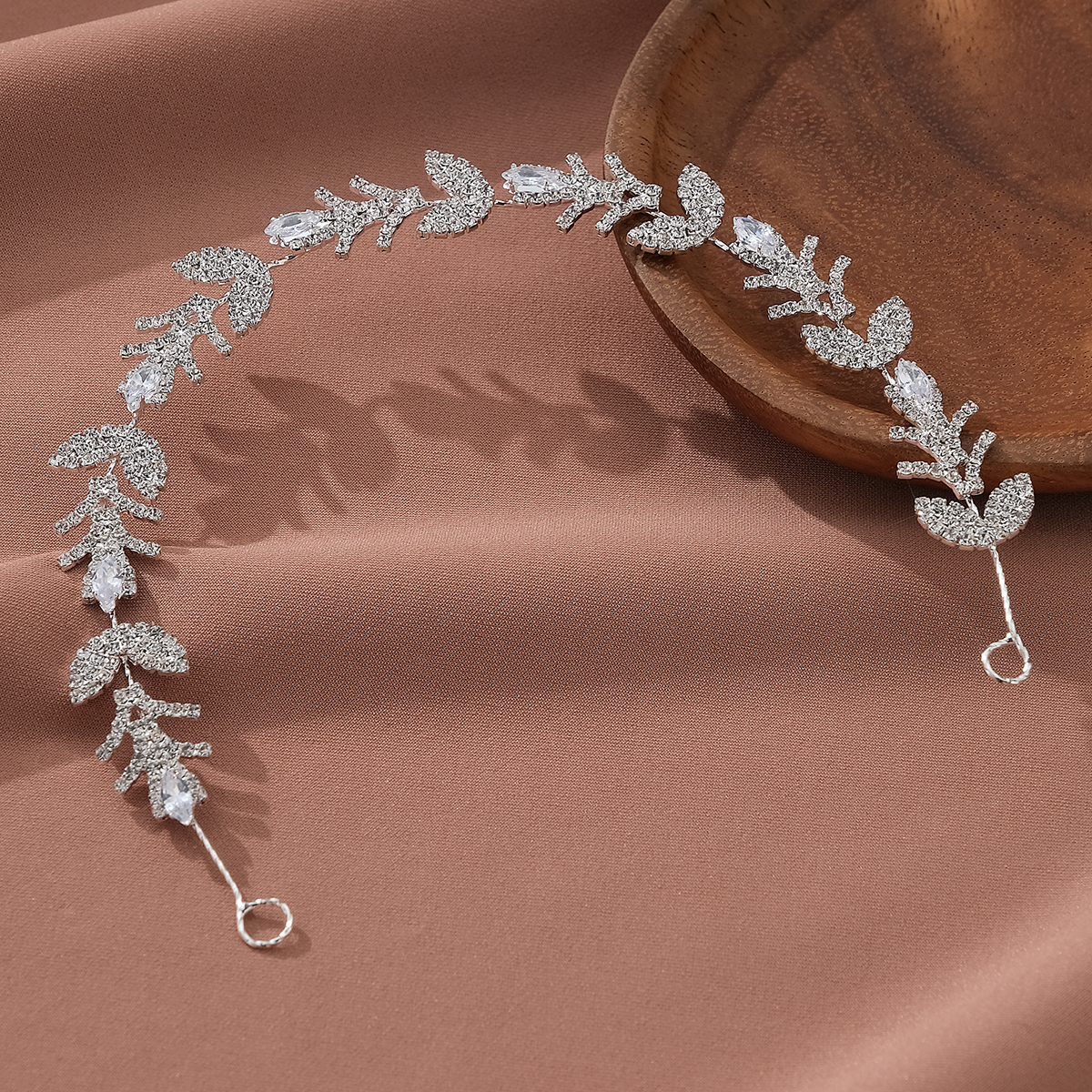 Women's Wedding Shiny Leaf Copper Rhinestones Hair Band display picture 2