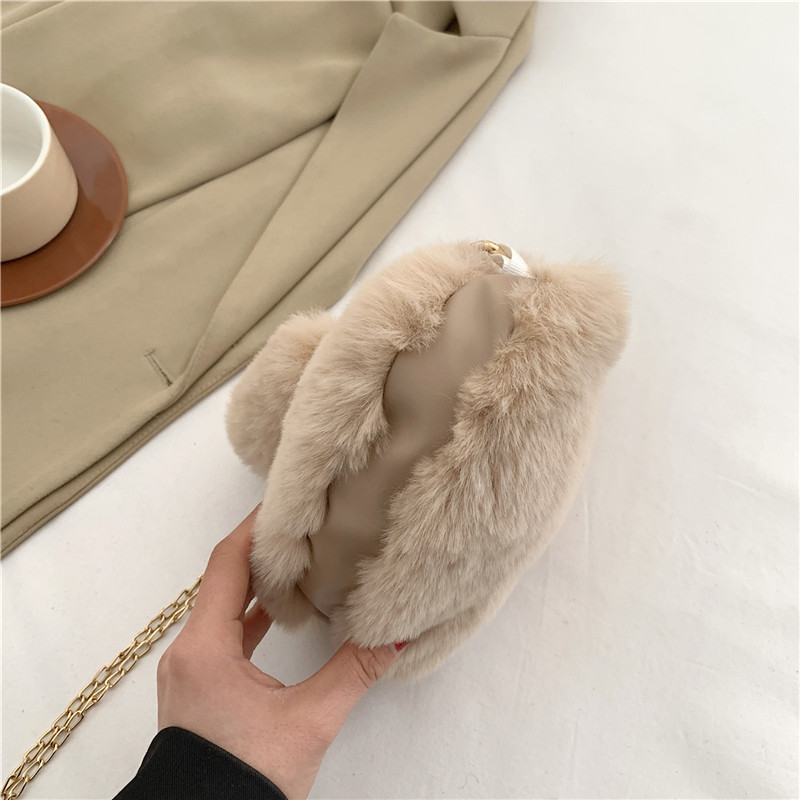 Women's Fur Solid Color Streetwear Sewing Thread Heart-shaped Zipper Shoulder Bag display picture 1