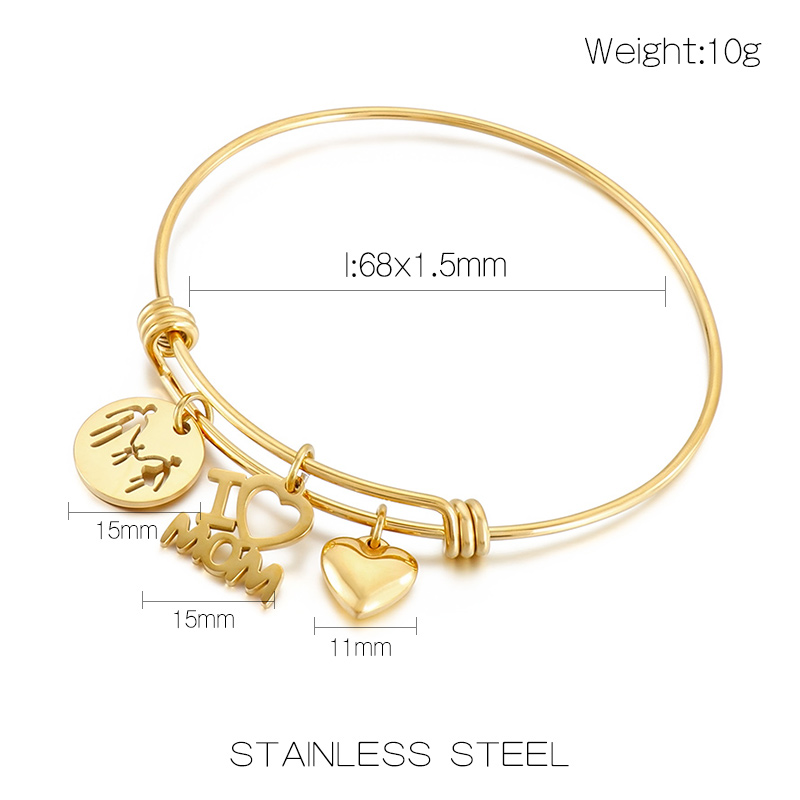 Simple Style Cartoon Character Letter Heart Shape Titanium Steel 18K Gold Plated Bangle In Bulk display picture 1