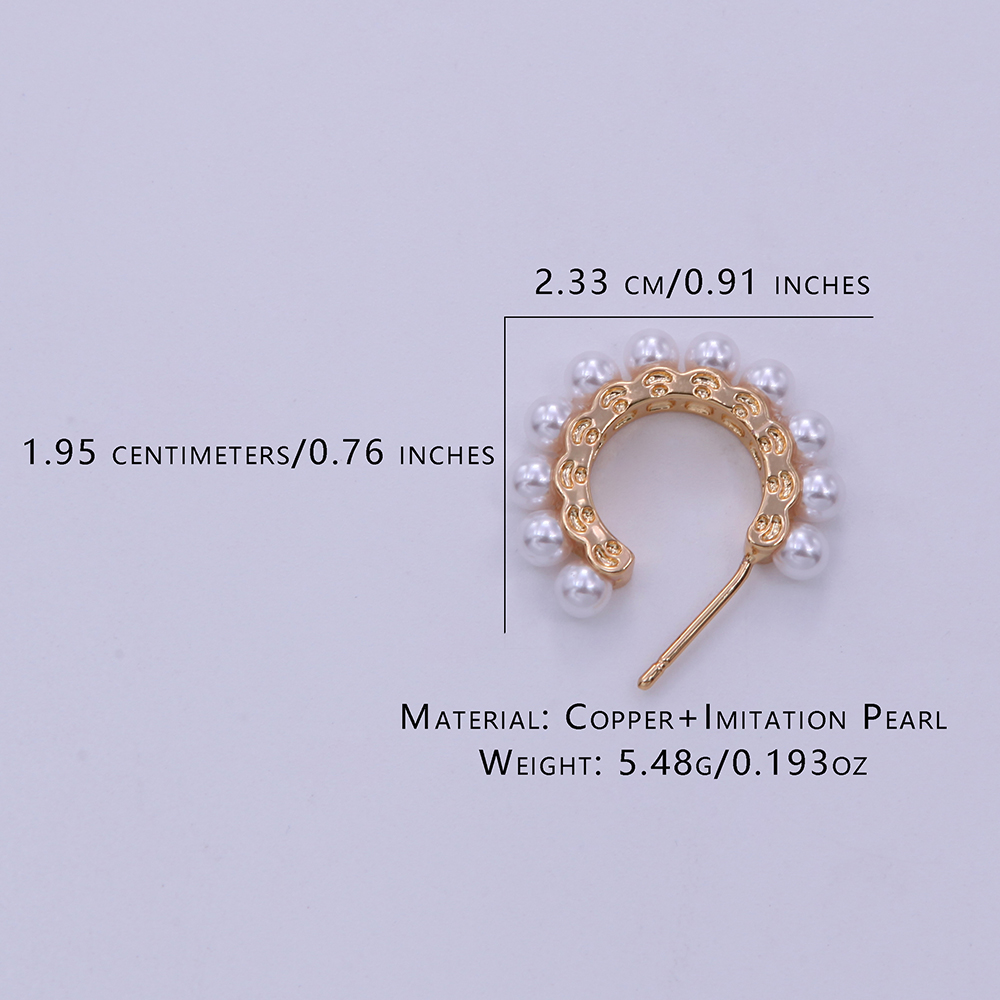 1 Paire Style Simple Style Classique Rond Incruster Le Cuivre Perles Artificielles Zircon Boucles D'Oreilles display picture 1