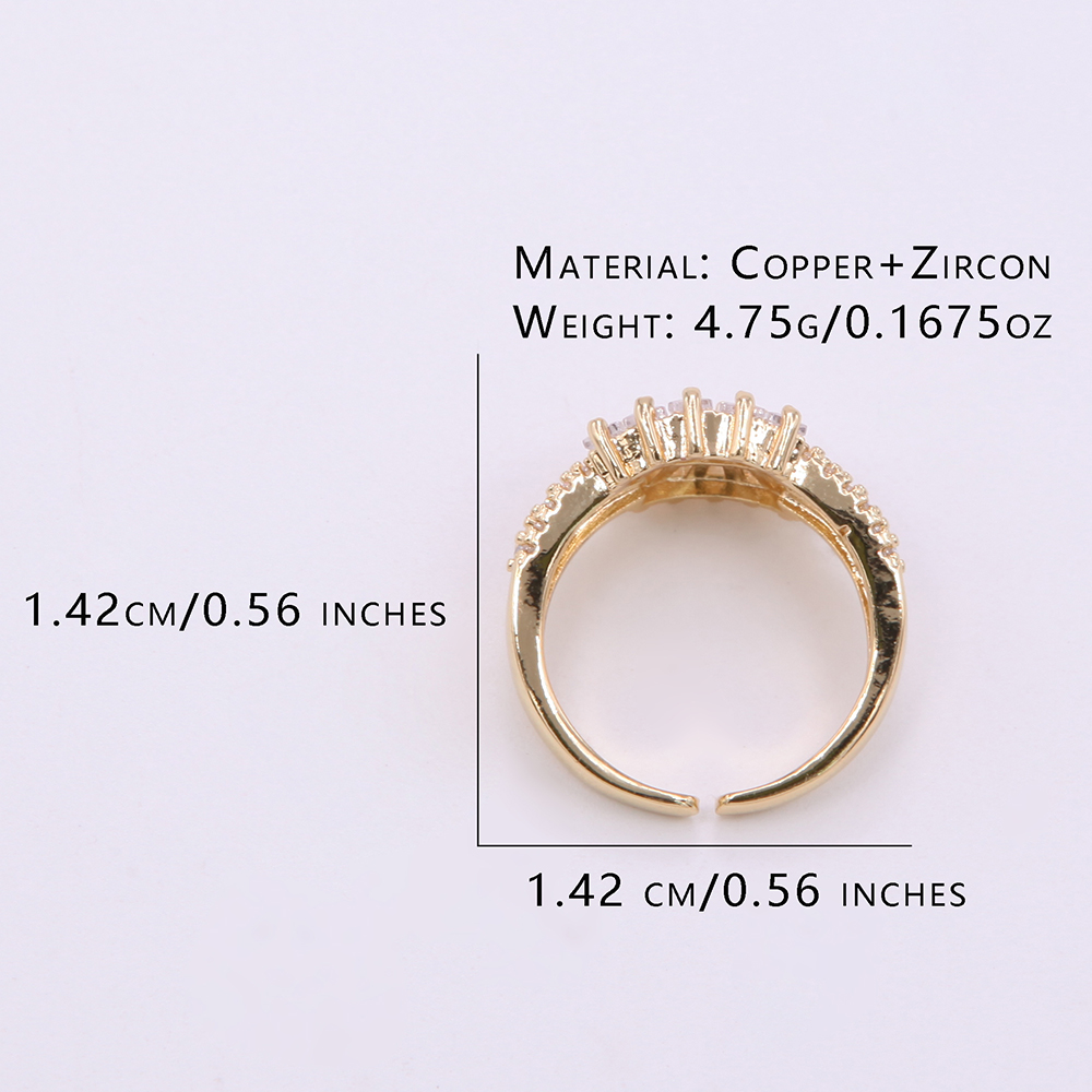 Copper 18K Gold Plated Elegant Lady Modern Style Plating Inlay Geometric Zircon Open Rings display picture 1