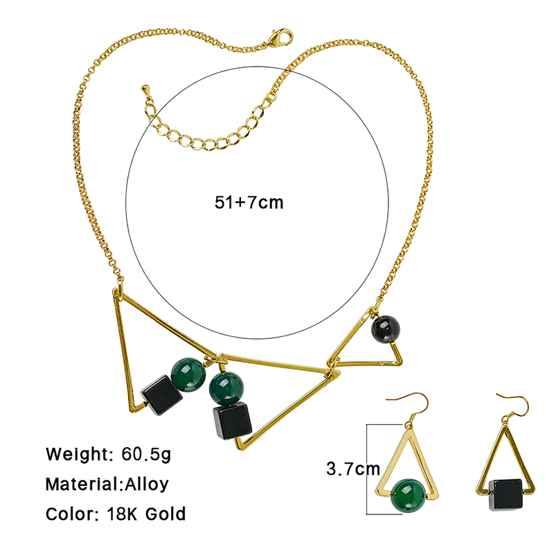 Elegant Luxurious Triangle Alloy Plating Inlay Acrylic Resin 18k Gold Plated Women's Earrings Necklace display picture 2