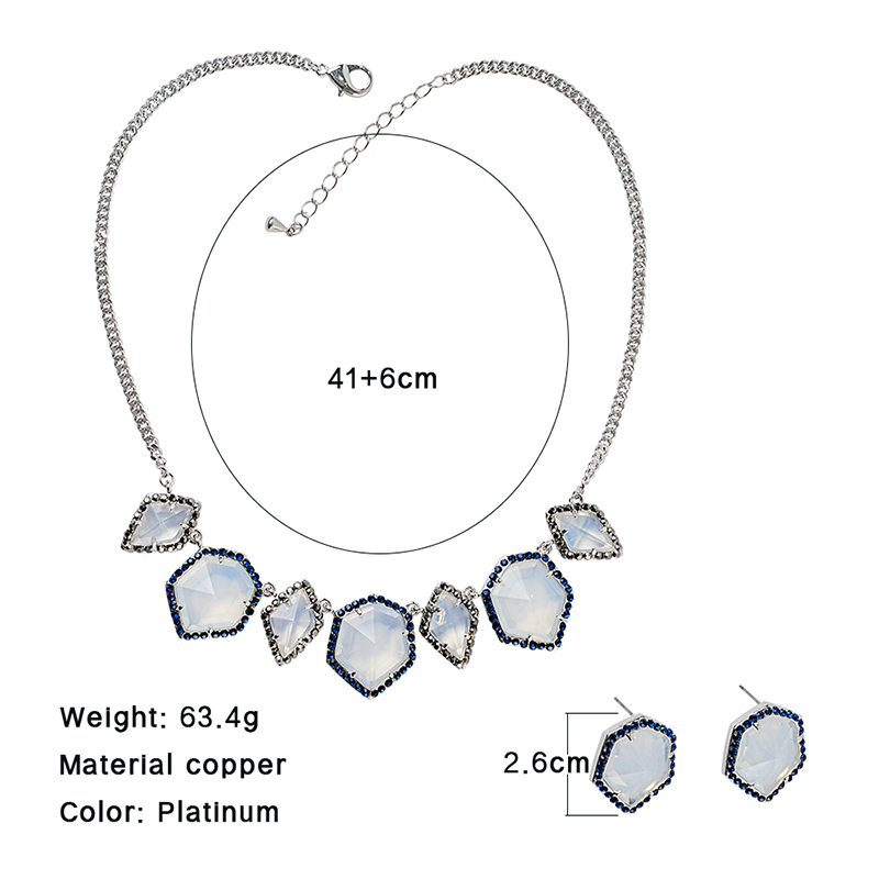 Glam Luxurious Geometric Copper Plating Inlay Glass Glass Stone Platinum Plated Earrings Necklace display picture 3