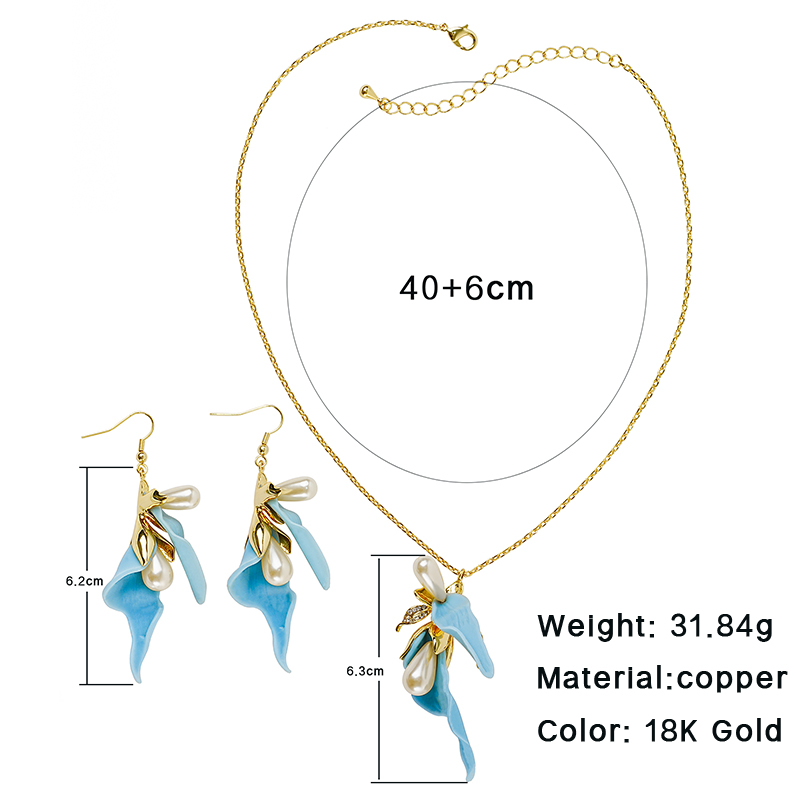 Fairy Style Elegant Flower Copper Plating Inlay Artificial Pearls Rubber Zircon 18k Gold Plated Earrings Necklace display picture 3