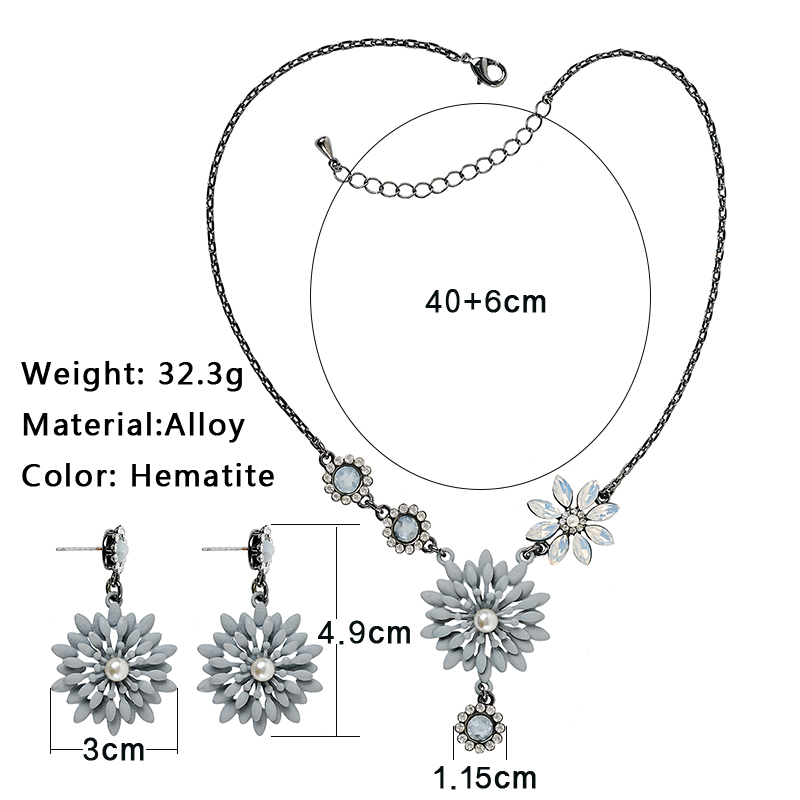 Glam Shiny Flower Alloy Inlay Artificial Pearls Glass Zircon Women's Earrings Necklace display picture 3