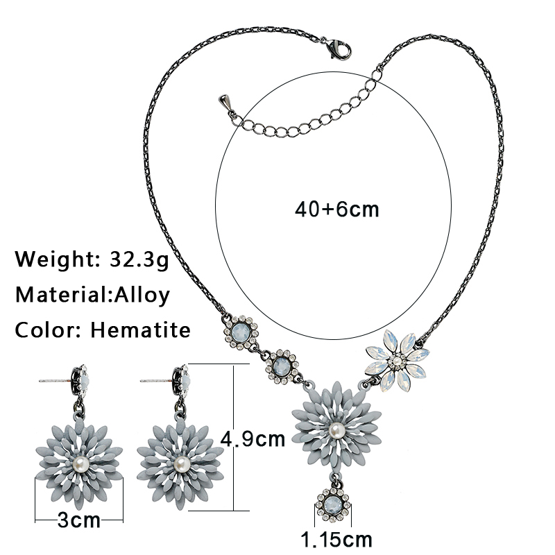 Glamour Brillant Fleur Alliage Incruster Perles Artificielles Verre Zircon Femmes Des Boucles D'oreilles Collier display picture 3