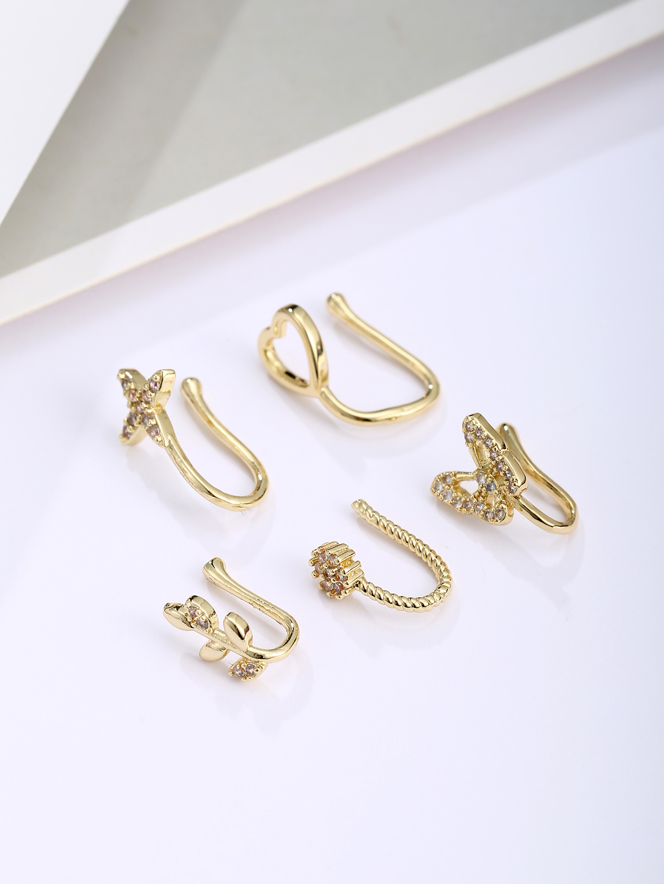 1 Set Nose Rings & Studs Basic Modern Style Classic Style U Shape Irregular Solid Color Copper Inlay Zircon Nasal Splint display picture 4