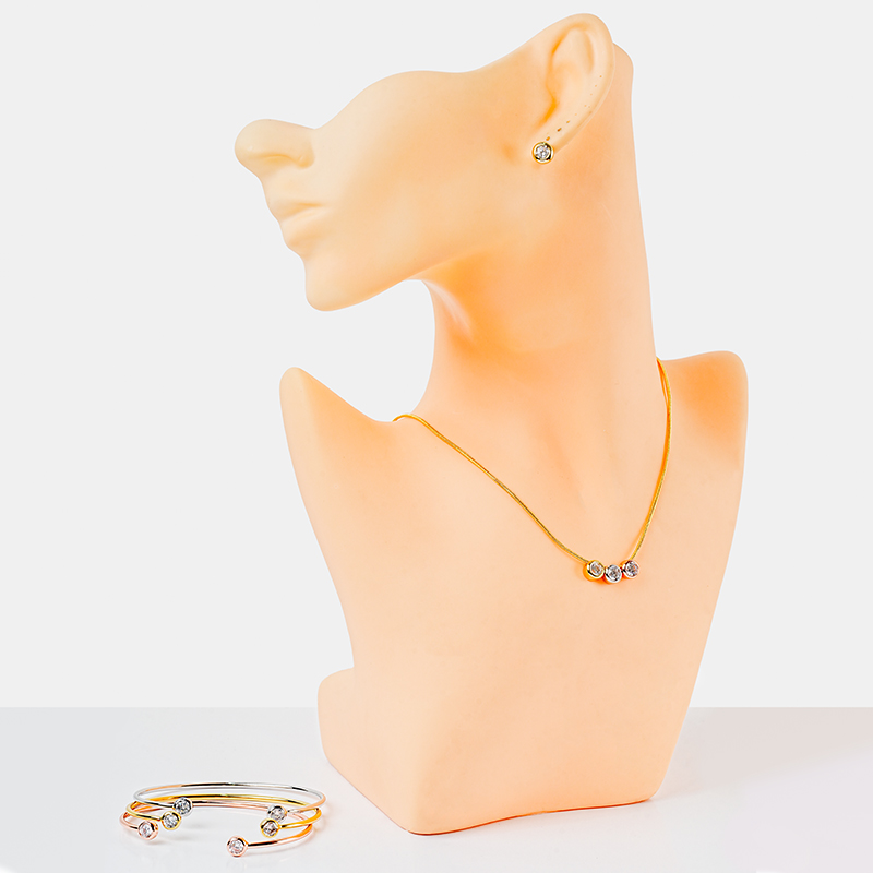 Kupfer Rosengoldbeschichtet Weißgold Plattiert Vergoldet Elegant Retro Geometrisch Inlay Zirkon Armbänder Ohrringe Halskette display picture 2