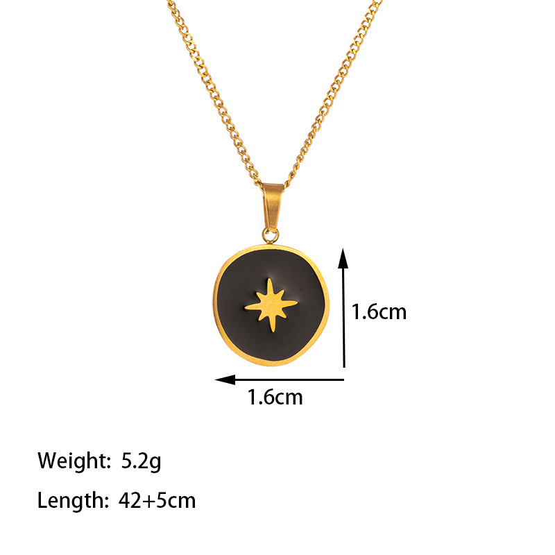304 Stainless Steel 18K Gold Plated Vintage Style Simple Style Commute Polishing Plating Star Acrylic Pendant Necklace display picture 4