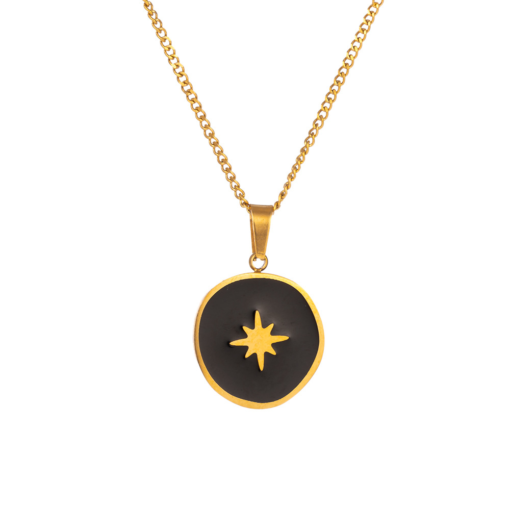 304 Stainless Steel 18K Gold Plated Vintage Style Simple Style Commute Polishing Plating Star Acrylic Pendant Necklace display picture 5