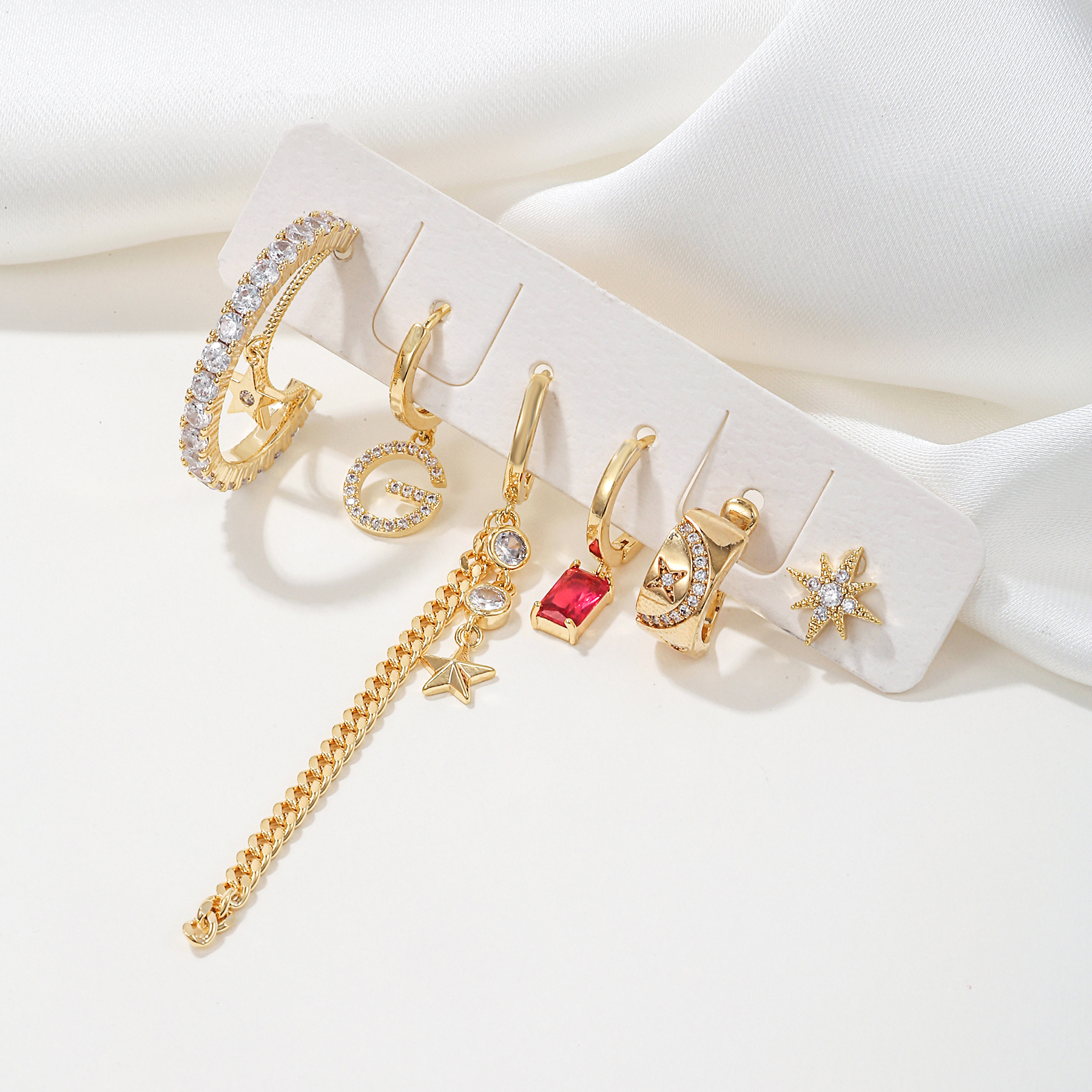 Brass Cute Sweet Geometric Plating Inlay Zircon Drop Earrings display picture 3