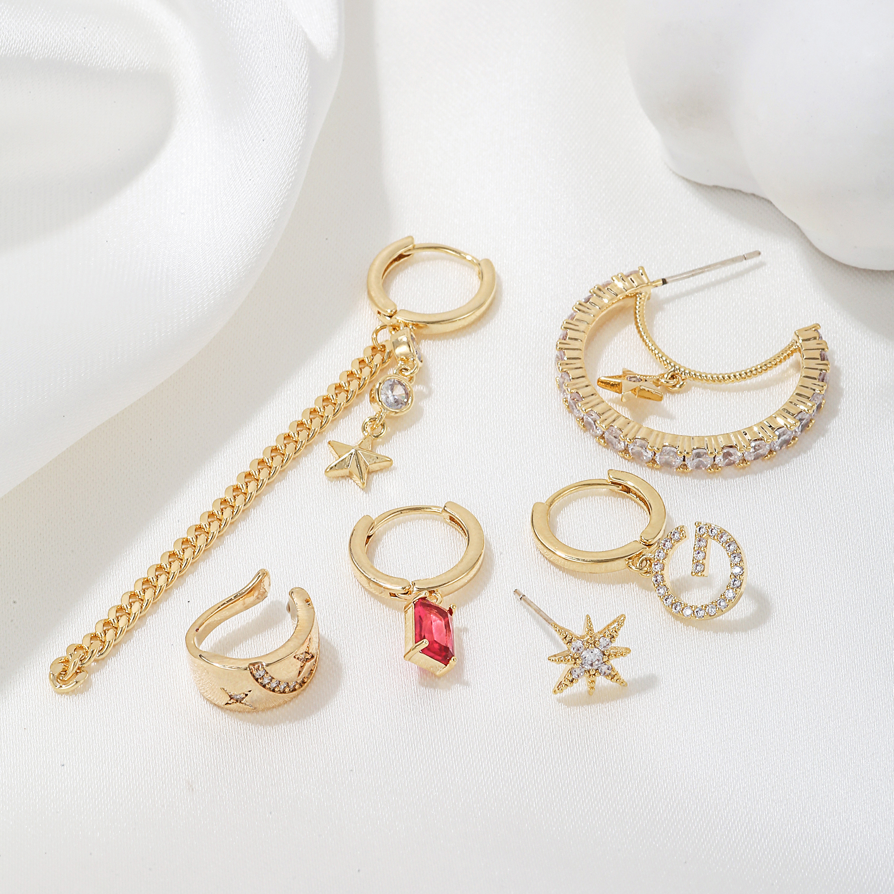 Brass Cute Sweet Geometric Plating Inlay Zircon Drop Earrings display picture 4