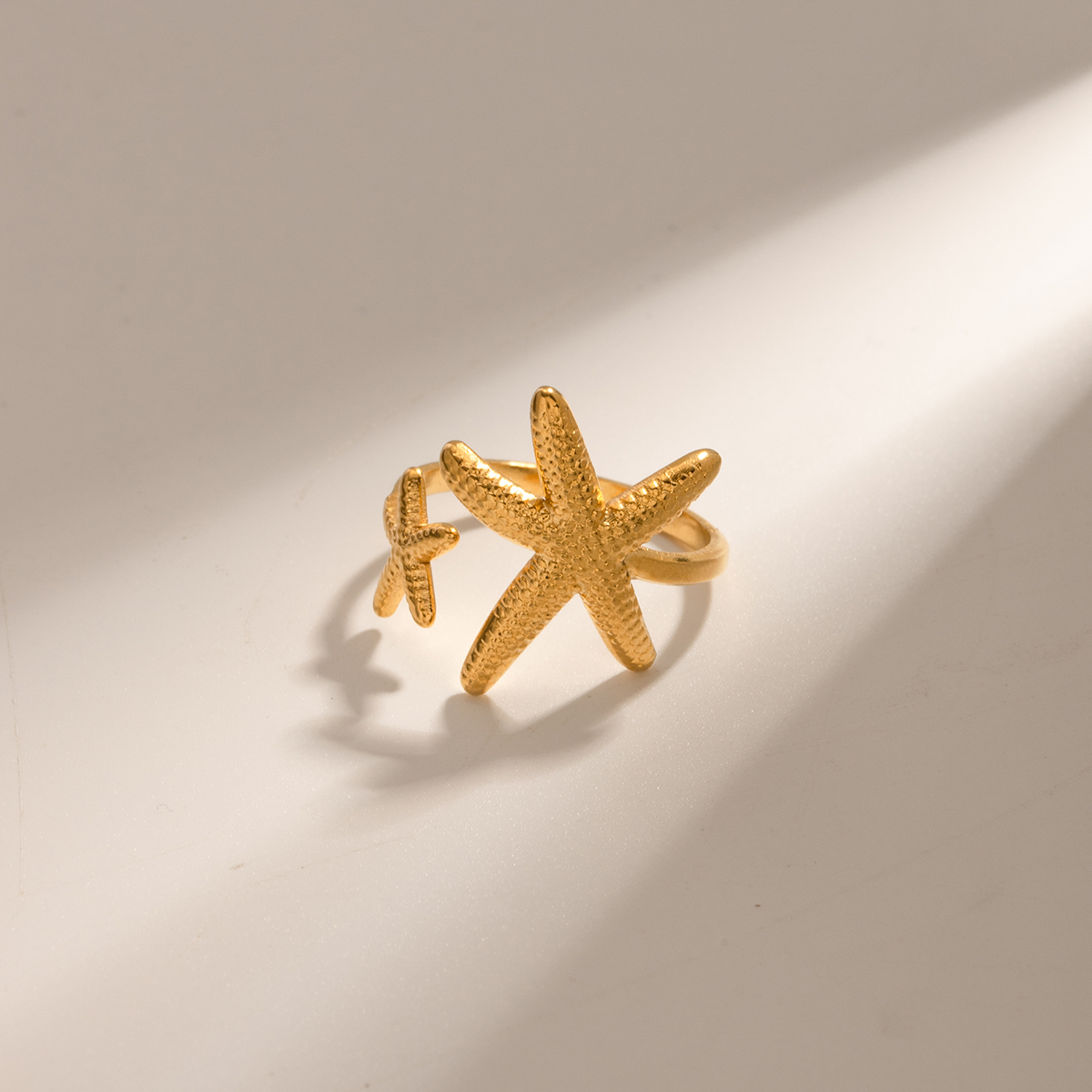 304 Stainless Steel IG Style Plating Starfish Open Rings display picture 3